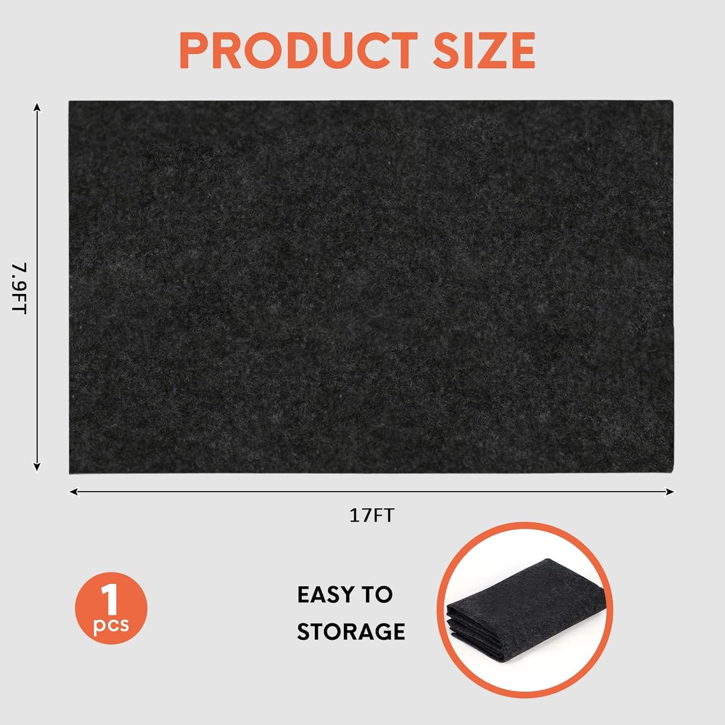 JERIA Oil Spill Mat (17x7.9 Ft) for Under Car Driveway Mats Oil Leaks Absorbent Oil Pad,Rubber Mat Garage Floor,Reusable,Waterproof Backing,Stain Resistant