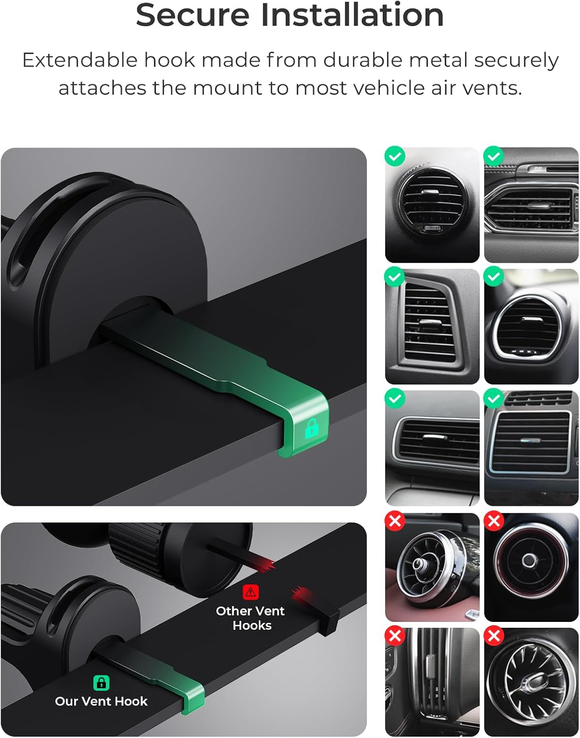 iOttie iTap 3 Magnetic Air Vent Car Mount Phone Holder with Magnetic Ring Adapter. Compatible with MagSafe, iPhone, and Android Smartphones