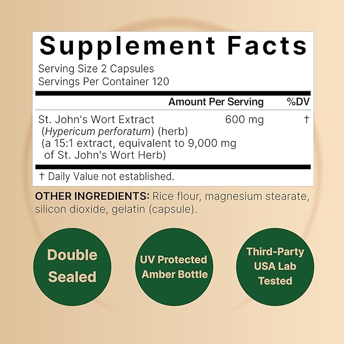 NatureBell St Johns Wort 9,000mg Per Serving, 240 Capsules | 15:1 Herbal Extract, North American Harvest, Rich in Hypericin – Positive Mood Support Supplement – St. John’s Wort – Non-GMO