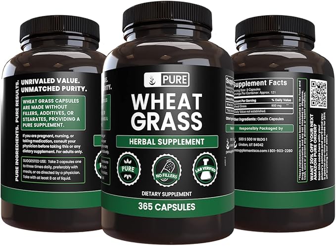 Pure Original Ingredients Wheat Grass (365 Capsules) No Magnesium Or Rice Fillers, Always Pure, Lab Verified