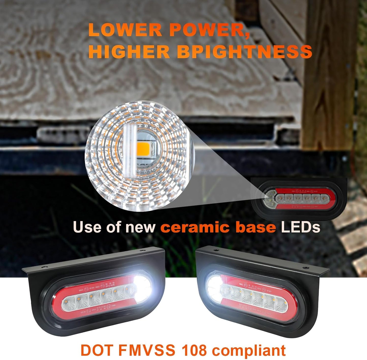 Agrieyes Trailer Lights with Bracket, Oval LED Trailer Lights with Sequential Turn Signal, Tail, Brake, Reverse, Submersible Boat Trailer Light kit for Trucks, Tractor, Utility Trailer, RV, Caravan