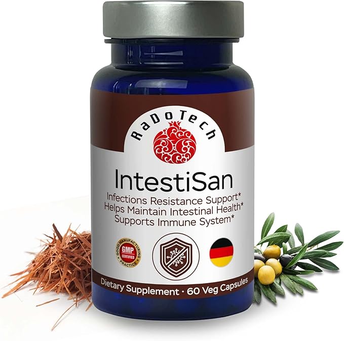 IntestiSan, Olive Leaf Extract with PAU D’Arco, Immune Support Supplement for Intestinal Health and Resilience, Natural Immune Support Formula for Total Wellness, GMP (60 Count (Pack of 1))