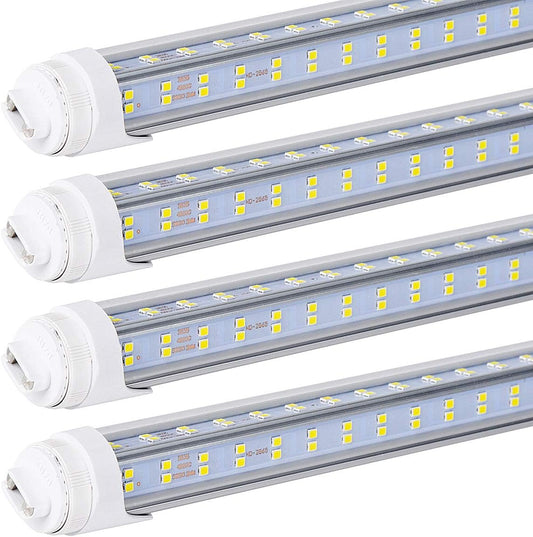 R17D/HO 8FT LED Bulbs - (20 Pack) Rotate V Shape, 6000K Daylight 120W, 18000LM, 300W Equivalent F96T12/DW/HO, Clear Cover, T8/T10/T12 Replacement, Dual-End Powered, Ballast Bypass