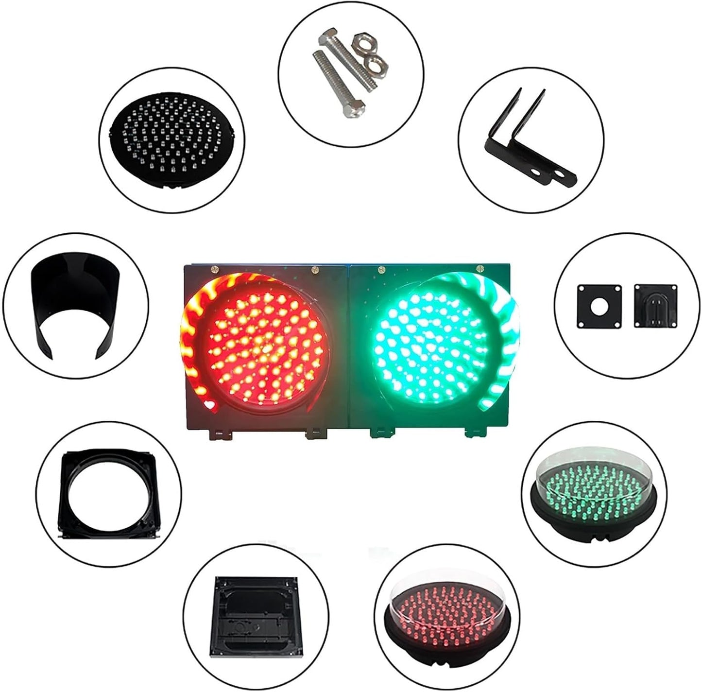 WilkSxyc Red/Green Traffic Stop Light, LED Traffic Light Lamp with Remote Control, 200mm/300mm Diameter Lens, Dock Bay Indicator Warning Light, Industrial LED Traffic Stop Light ( Color : 200mm/8in ,