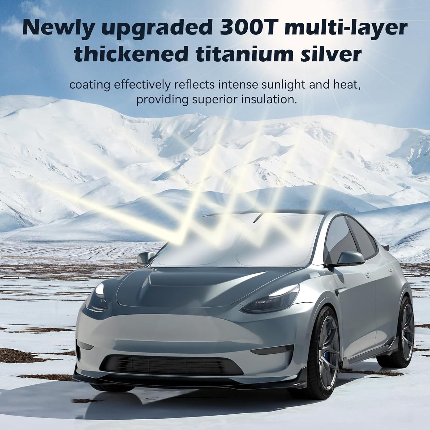 Car Windshield Sun Shade, 300T Thickened Car Window Shades Heat Reflective Interior Cool, Universal Fit for Most Cars SUVs Trucks, Foldable & Portable Design (L (57" × 31"))