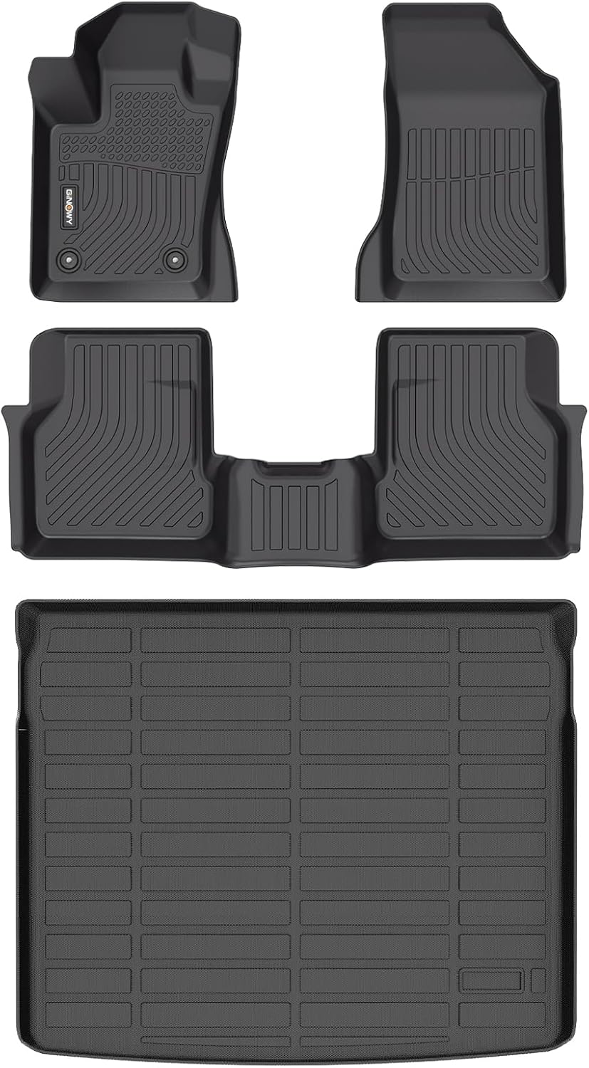 GINOWY- Floor Mats & Cargo Liner for Dodge Hornet 2023 2024 2025 GT/GT Plus & R/T Plug-in Hybrid, TPE All Weather Protection 2024 Hornet Car Mats, Non-Slip Trunk Mat Waterproof Floor Liners Black