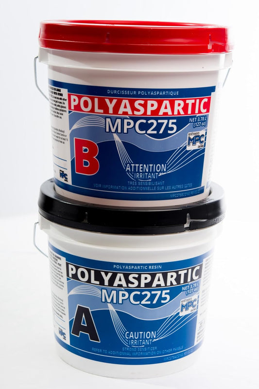 MPC-275 Polyaspartic Floor Coating Kit – 2 Gallon Clear Gloss Polyurea Garage Floor Coating – Thin, Fast-Cure Polyaspartic Top Coat for Concrete, Vinyl Flake, and Countertop Applications
