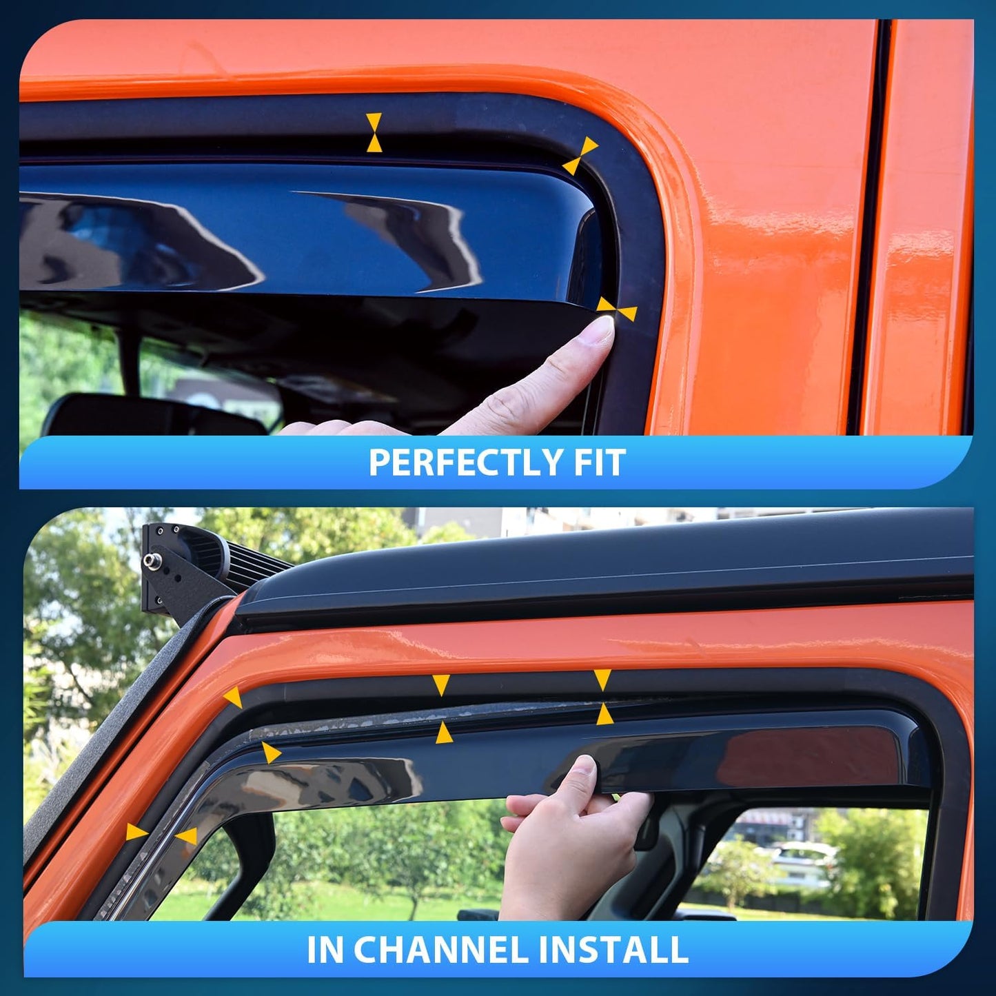 Nilight Vent Window Visors for Jeep Compass 2017 2018 2019 2020 2021 2022 2023 2024, in-Channel Rain Guards, Original Window Deflectors-4PCS