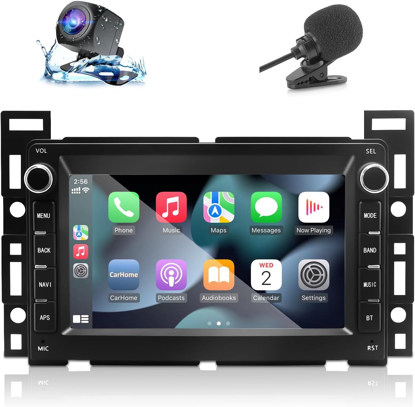 [2+64G] Car Radio for Pontica G6 (2005-2008)/ Torrent 2006, Chevy Equinox (2005-2006)/ Malibu, 2 Din Car Srereo with Wireless Carplay/Android Auto, Steering Wheel Controls/AHD Camera/FM/App Store