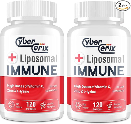 Liposomal Immune Support Supplement for Adults, Complex with L-Lysine 1,500mg, Vitamins, Minerals & Herbal Extracts, Comprehensive Daily Wellness Blend for Men & Women - 240 Capsules