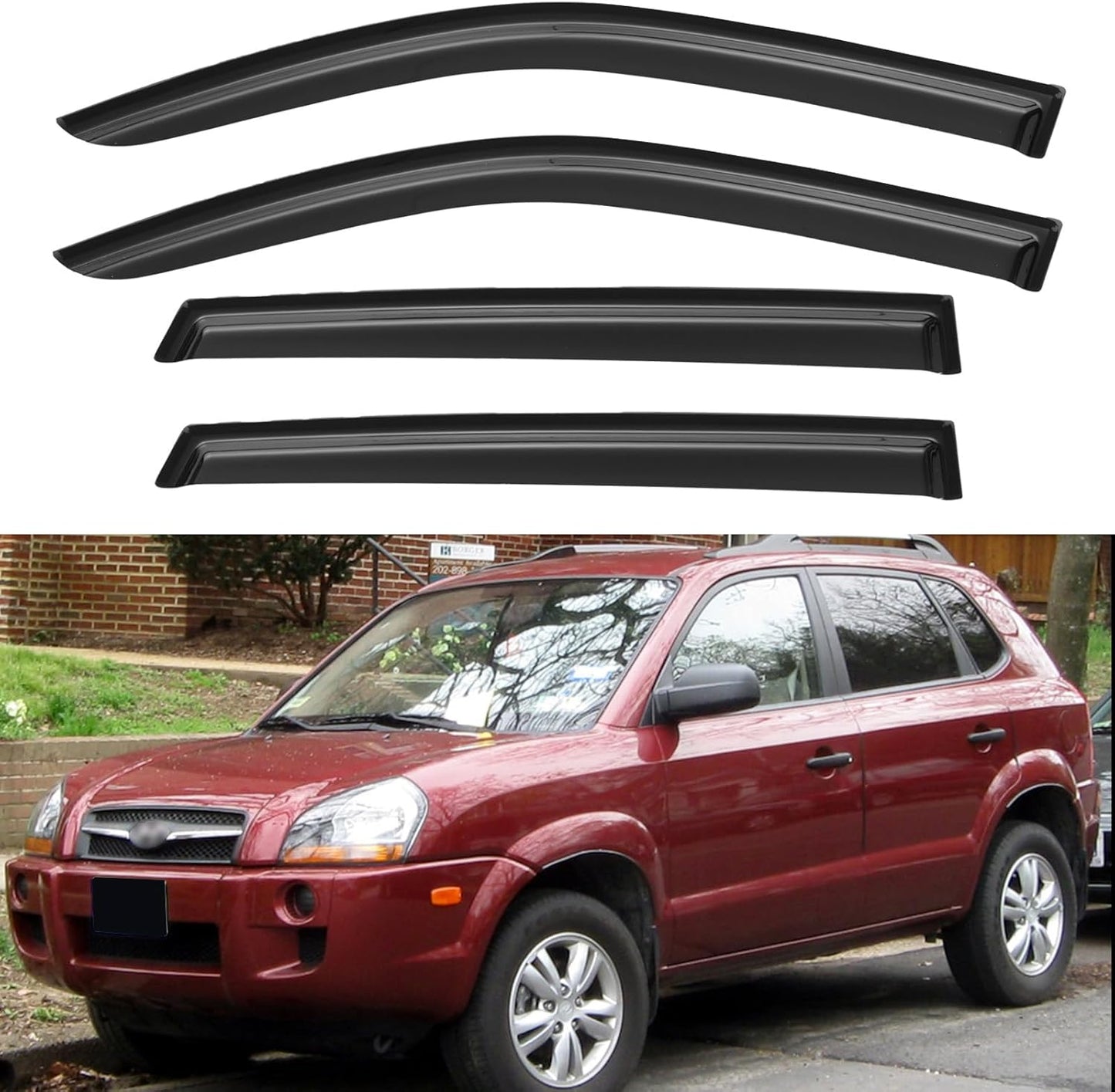 Window Visors Rain Guards for 2005-2009 Hyundai Tucson, Out-Channel Window Vent Wind Deflectors Visors Shades for 05-09 Tucson