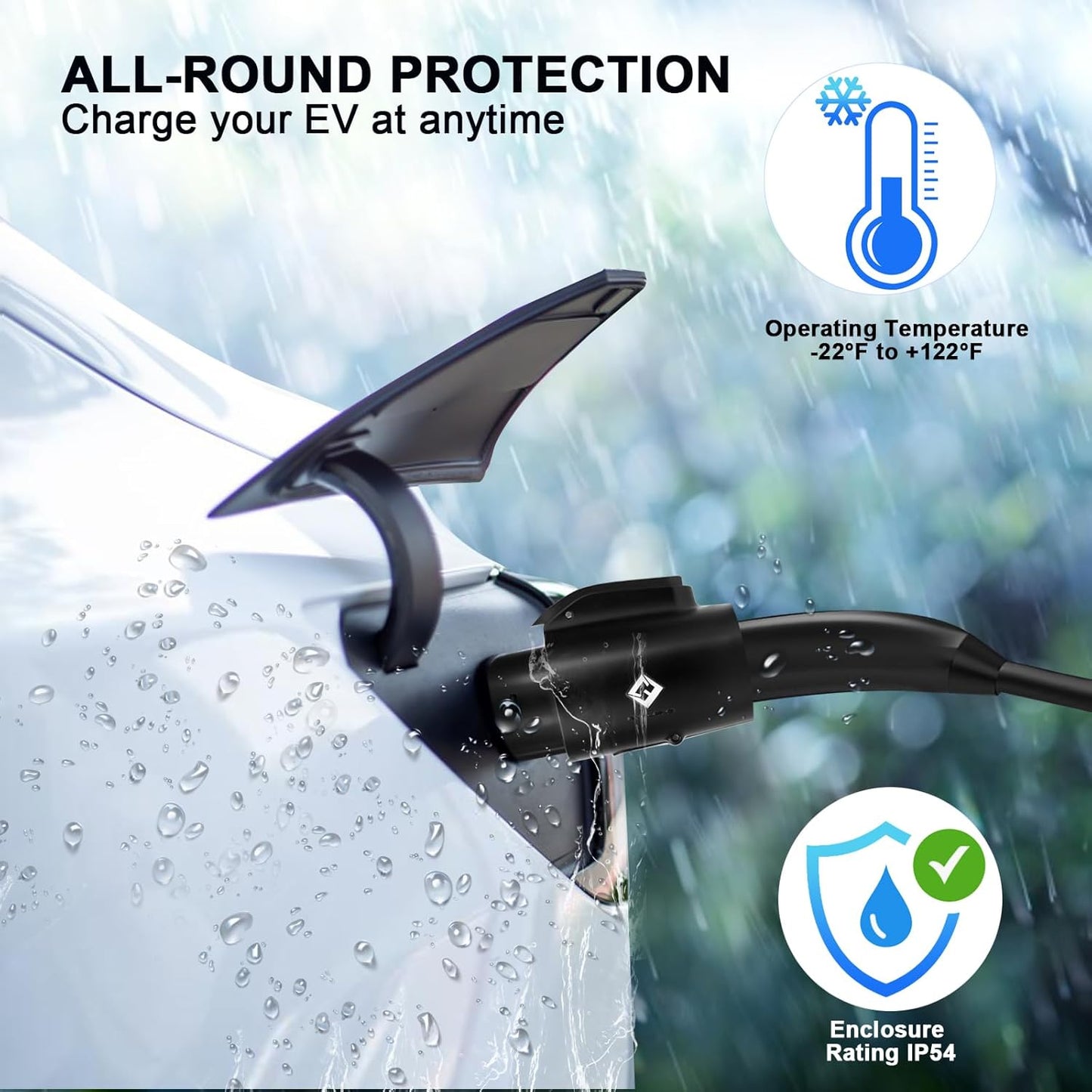 Tesla to J1772 Adapter, for All J1772 EV, 80A 250V Max, Portable and Outdoor EV Adapter, for Tesla High Powered Connectors, Destination Charger, Mobile Charger, Wall Charger, (Black)