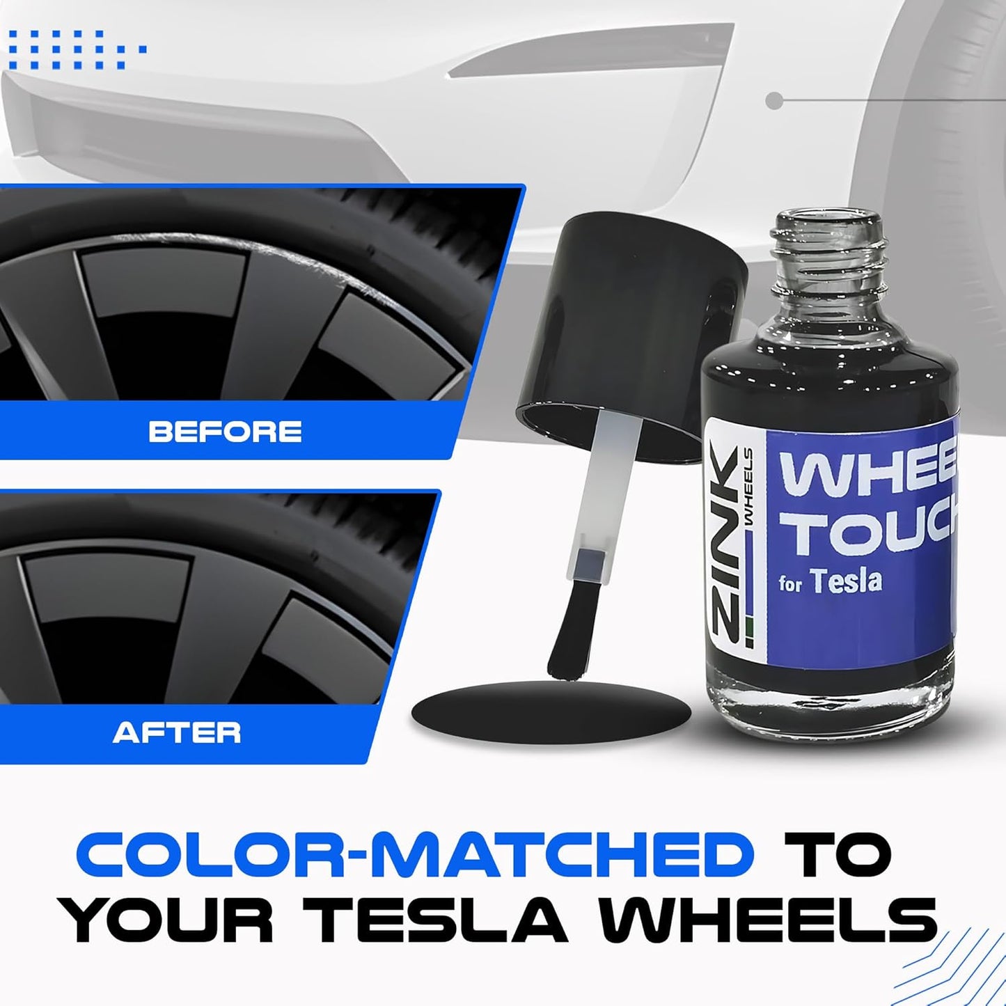 Premium Tesla Wheel Curb Rash Repair Kit for Model X 22-inch Grey Turbine Rims - DIY Kit with Color-matched Touch Up Paint - Made in USA