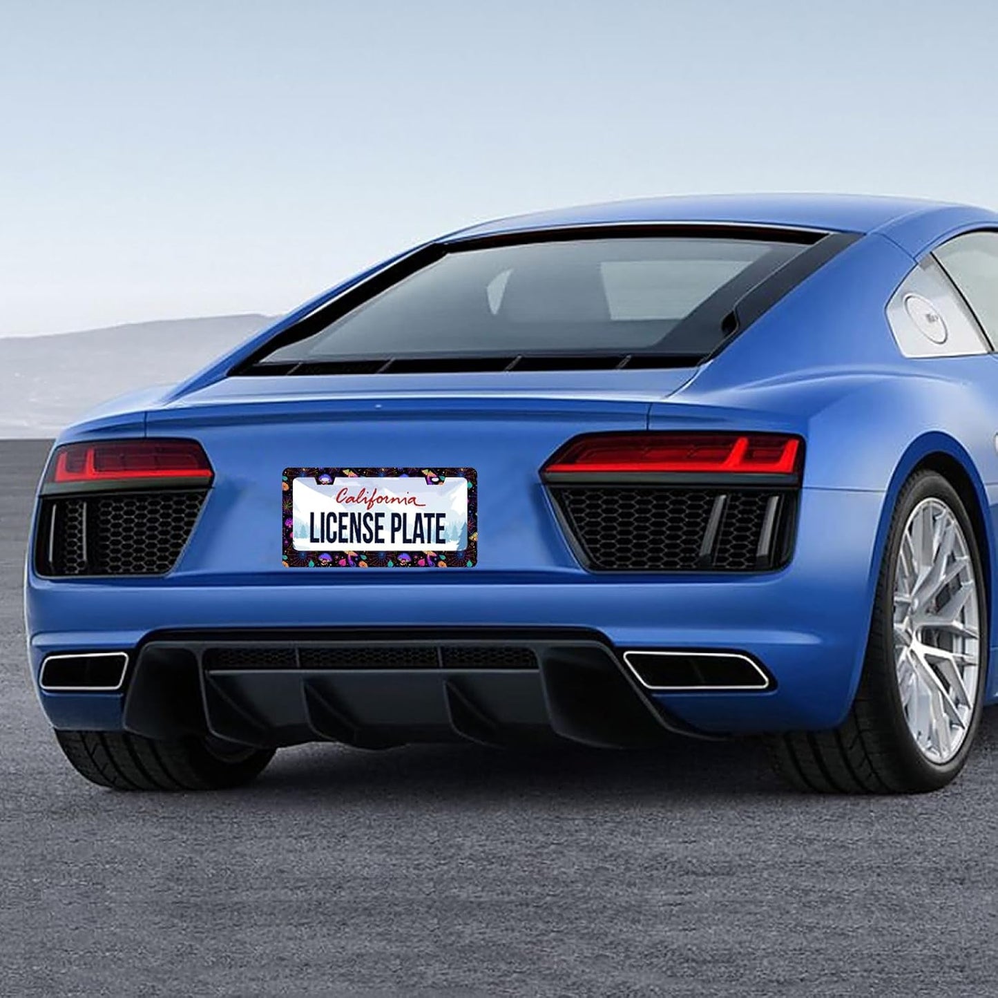 Hippie Mushroom License Plate Frame Mushrooms License Plate Stainless Steel Funny License Plate Holder Colorful Car Accessory with Screws Car Decoration 12.3" x 6.3" for Men Women