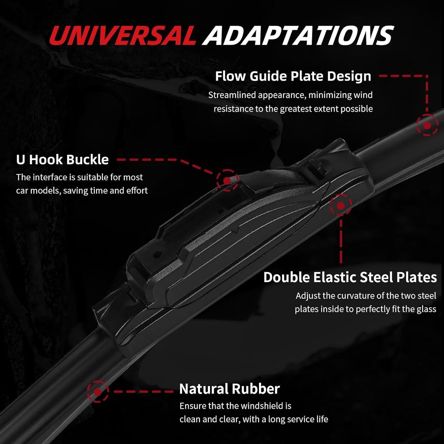 OTUAYAUTO Premium Windshield Wiper Blades - Replacement for BMW X5 2014-2018 - Precision Fit, All-Weather Performance, Front and Rear Wiper Blades, J/U Hook - 24"+20"+12" (Pack of 3)