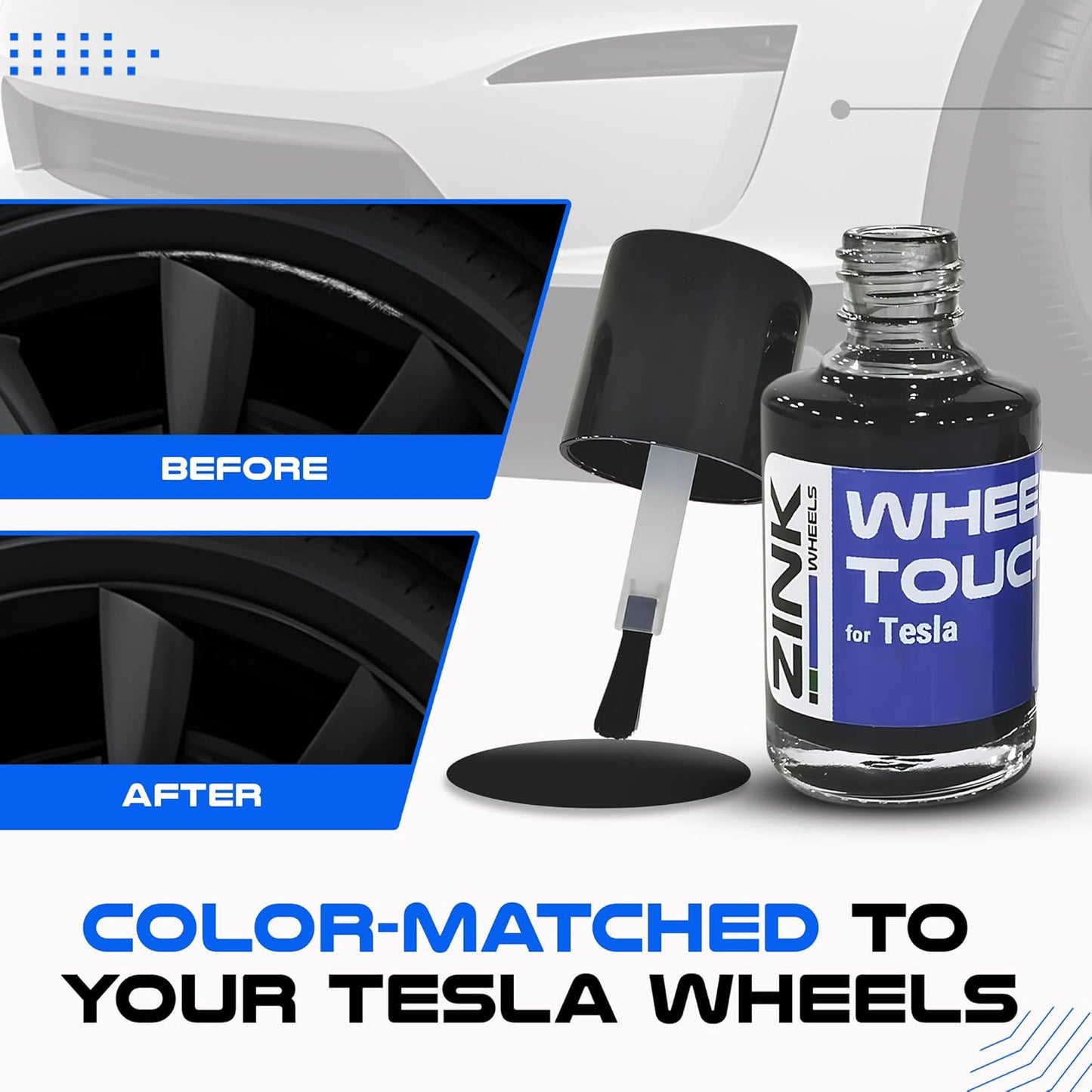 Premium Tesla Wheel Curb Rash Repair Kit for Model X 22-inch Onyx Black Turbine Rims - DIY Kit with Color-matched Touch Up Paint - Made in USA