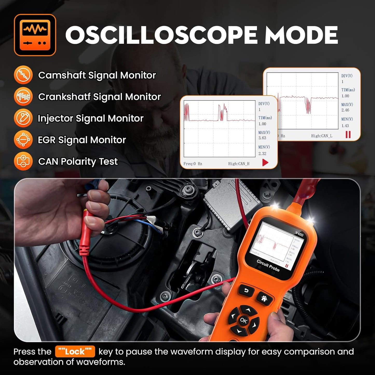Power Circuit Probe Tool, Automotive Circuit Tester, 12-24V Electrical Short Open Breaker Circuit Finder, AC DC Voltage Trailer Relay Fuse Test