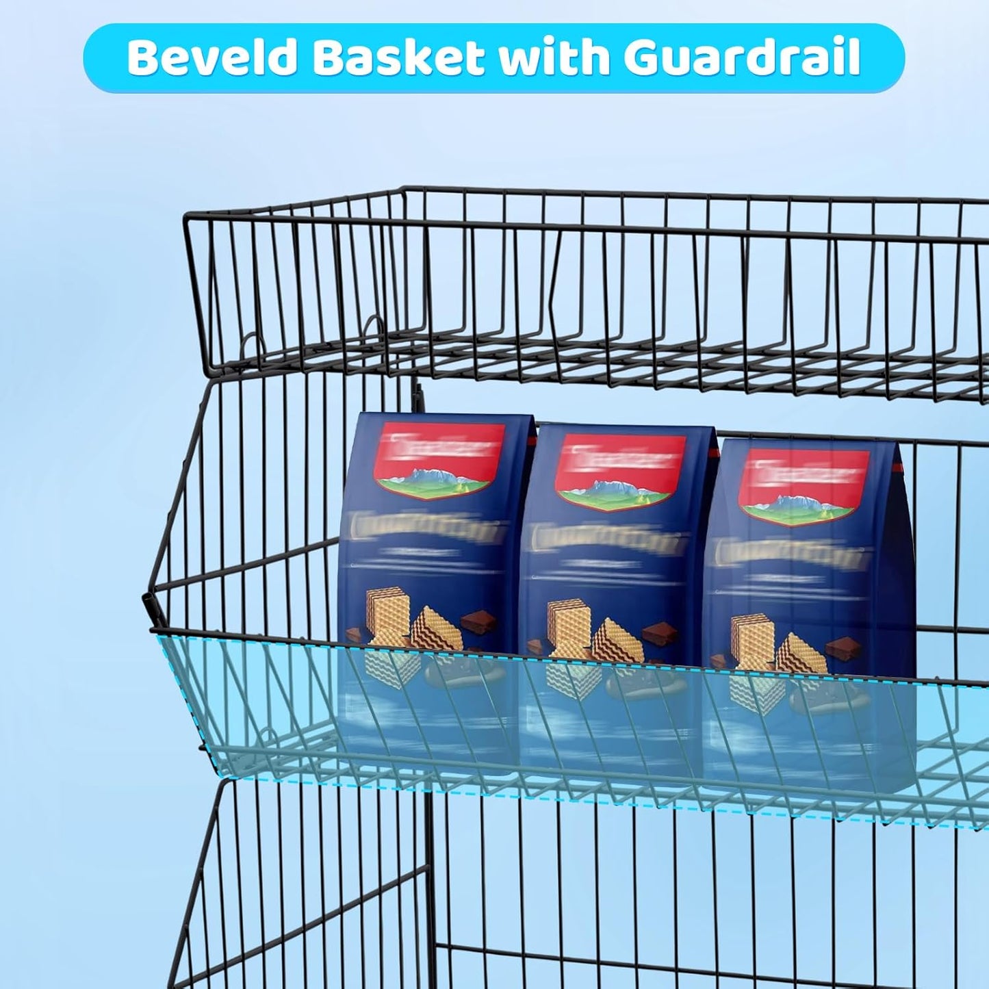 Retail Display Rack 5-Tier Market Merchandise Display Shelf Fruit Store Storage Shelf Vegetable Snack Basket Retail Store Supplies with Wheels for Home Store Market (18" D X 35" W X 55" H)