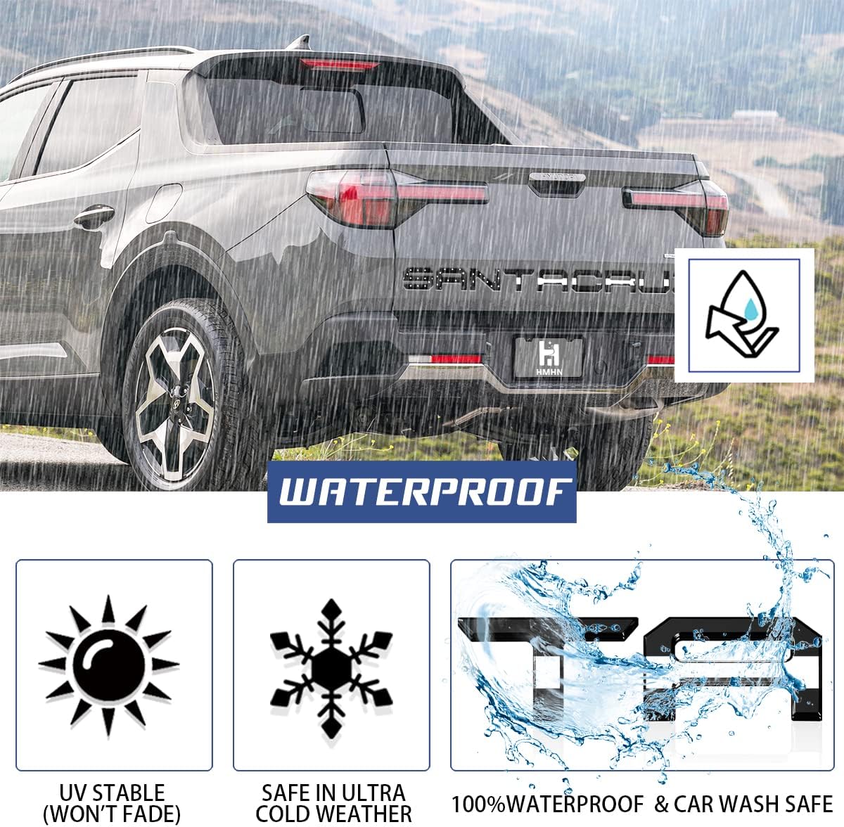 Tailgate Inserts Letters Compatible for 2022 2023 2024 2025 Santa Cruz 3D Raised & Strong Adhesive Decals Letters Rear Emblem Decal Sticker Compatible for Santa Cruz Accessories-Black American Flag