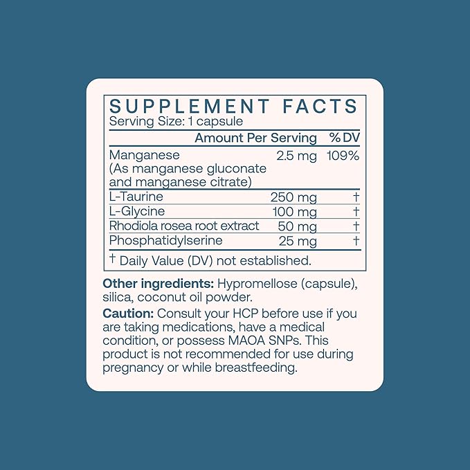 BodyBio Calm - Natural Stress Relief Blend with Rhodiola, Glycine & Phosphatidylserine - Supports Relaxation, Mental Focus & Balanced Cortisol - Non - Drowsy Formula