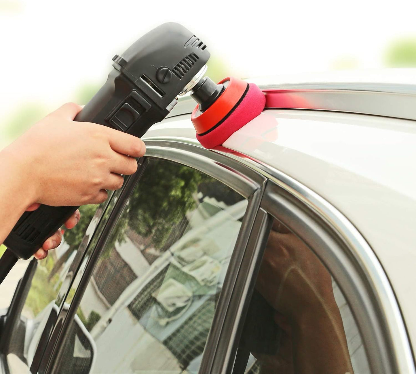 SPTA 29pcs Drill Buffing Pad Detail Polishing Pad Mix Size Kit with 5/8-11 Thread Backing pad & Adapters for Car Sanding, Polishing, Waxing, Sealing Glaze