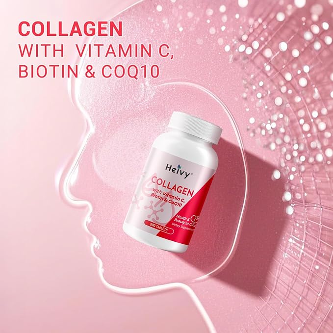 Multi Collagen 300 Tablets for Women & Men, Vitamin C, Biotin & CoQ10 Supports Hair, Skin, Nails Joint & Bone Health, Gluten-Free, Non-GMO