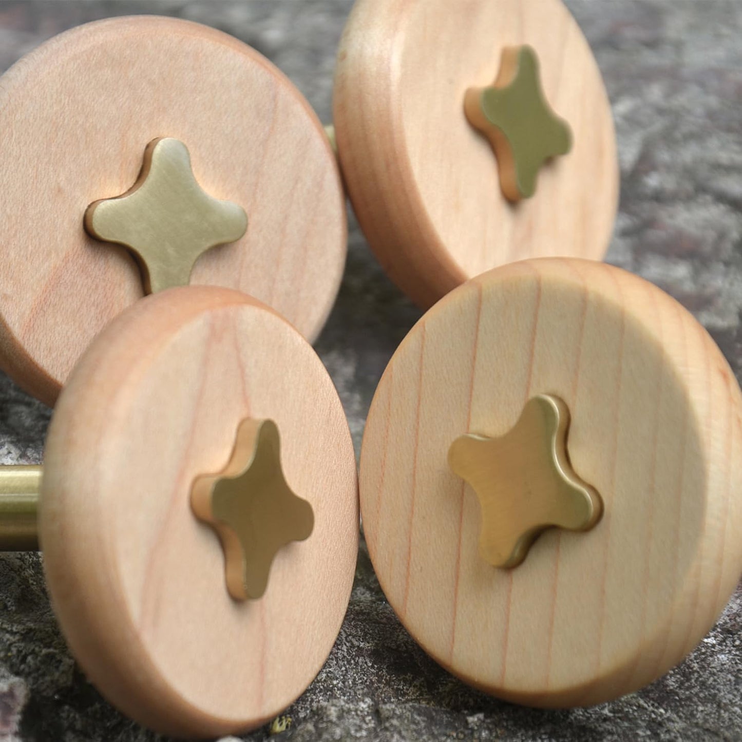 Solid Brass & Maple/Mahogany Wall Hooks 2 Pack - Decorative Heavy Duty Coat Hooks with Vintage Cross Screw Design for Entryway, Bathroom, Luxury Spaces TC008F