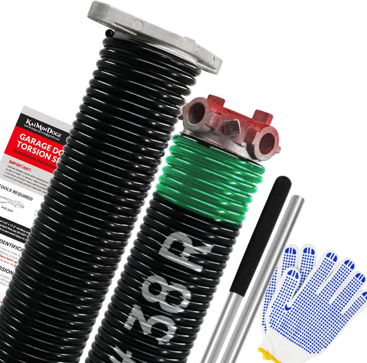 Pair of 1.75" Garage Door Torsion Springs Set with Non-Slip Winding Bars&Gloves, High Precision Electrophoresis Oil-Free Black Coated for Replacement, MIN 16,000 Cycles (0.243 x 1.75"x 38")