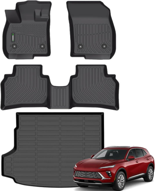 ANBINGO®-Floor Mats & Cargo Mat for 2021-2025 2026 Buick Envision, TPE All Weather Protection Custom Fit 1st & 2nd Row & Envision Cargo Mat Rubber Floor Liners for Envision Accessories, Black
