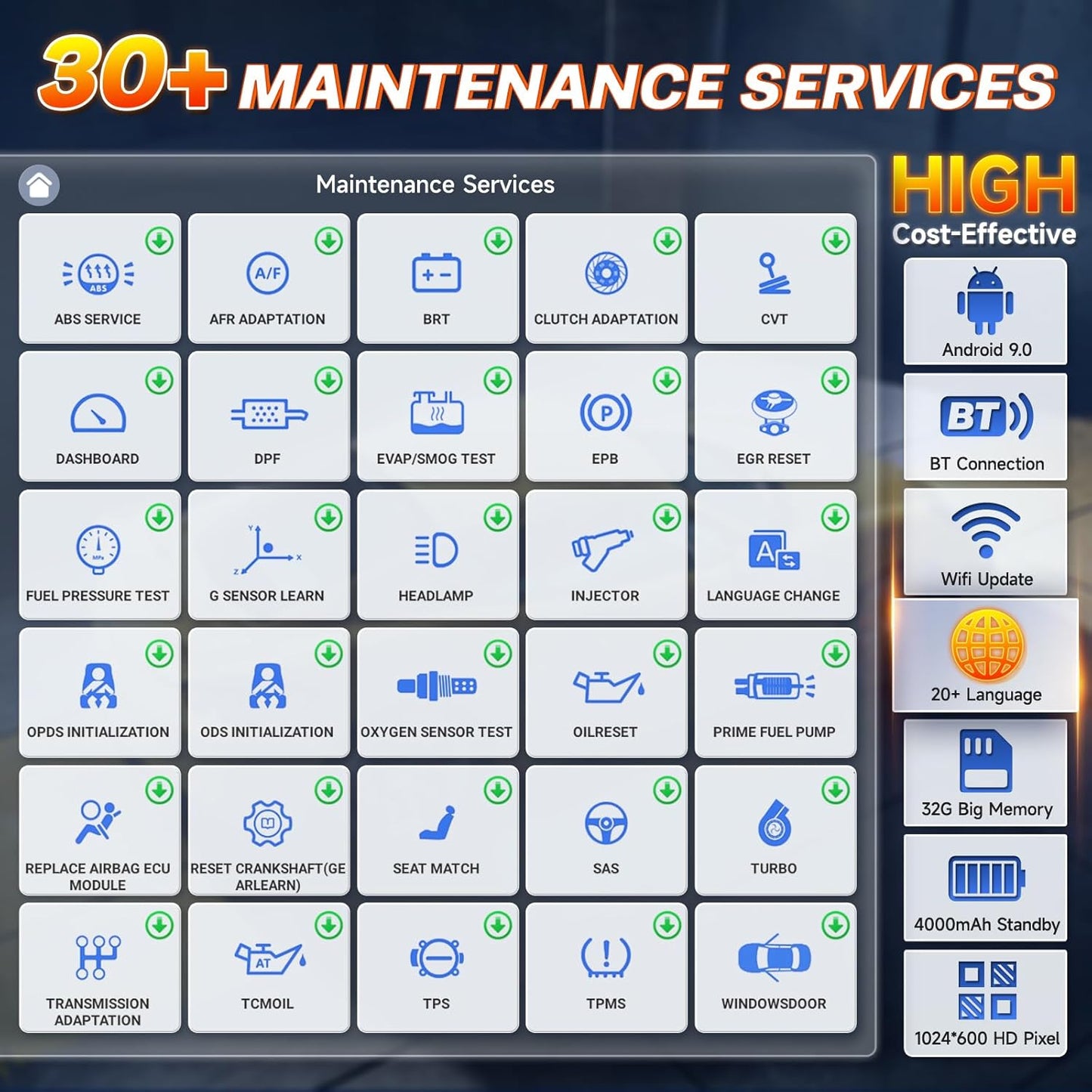 FOXWELL NT809BT Bidirectional Scan Tool, OBD2 Scanner Diagnostic Tool with 30 Maintenances, All System Code Reader for Cars and Trucks, Wireless Automotive Diagnostic Tools, FCA Support, 3-Year Update