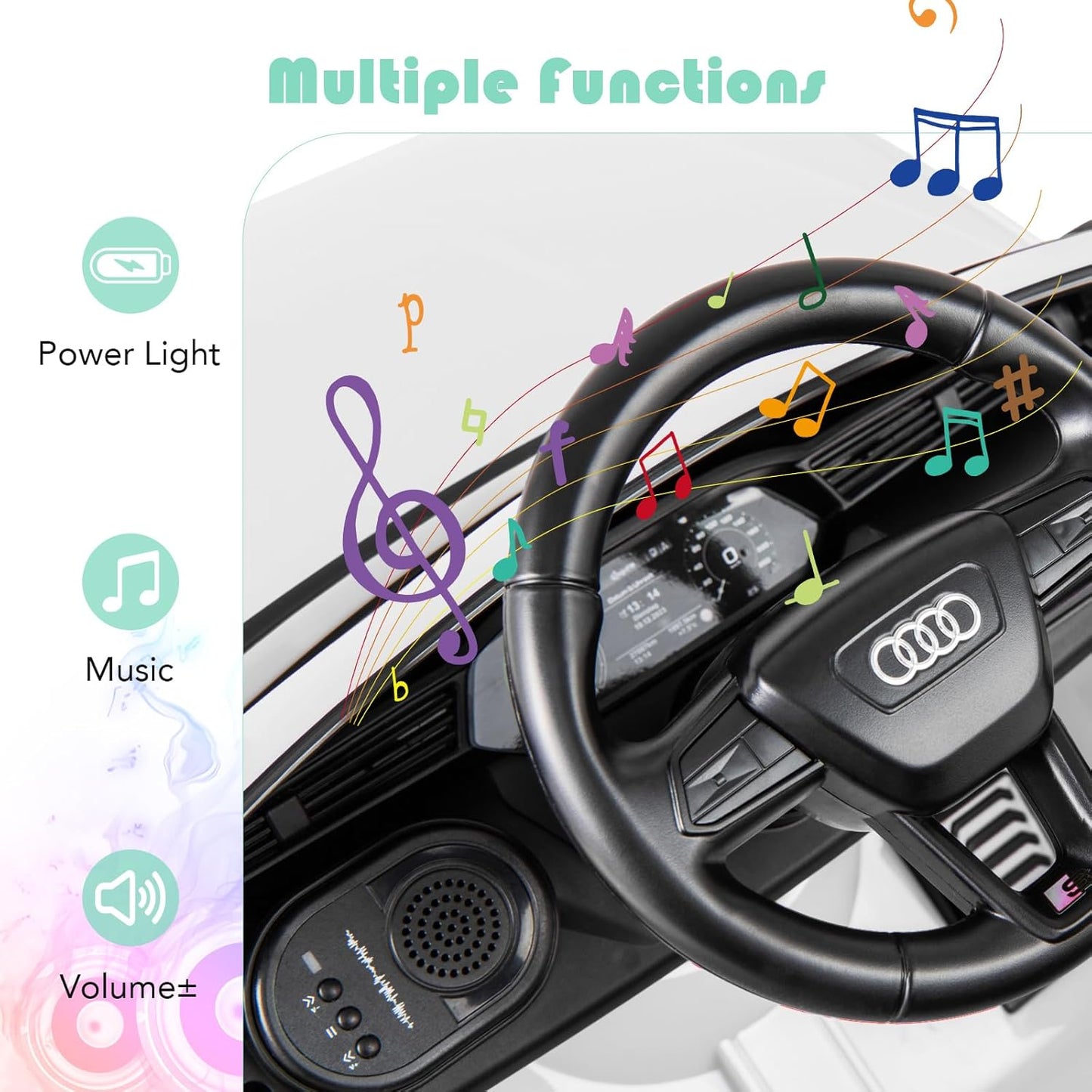 Licensed Audi SQ8 Ride on Car by OLAKIDS, 12V Kids Electric Vehicle with Remote Control, Toddlers Battery Powered Toy with 3 Speeds, Wheels Suspension, Music (White)