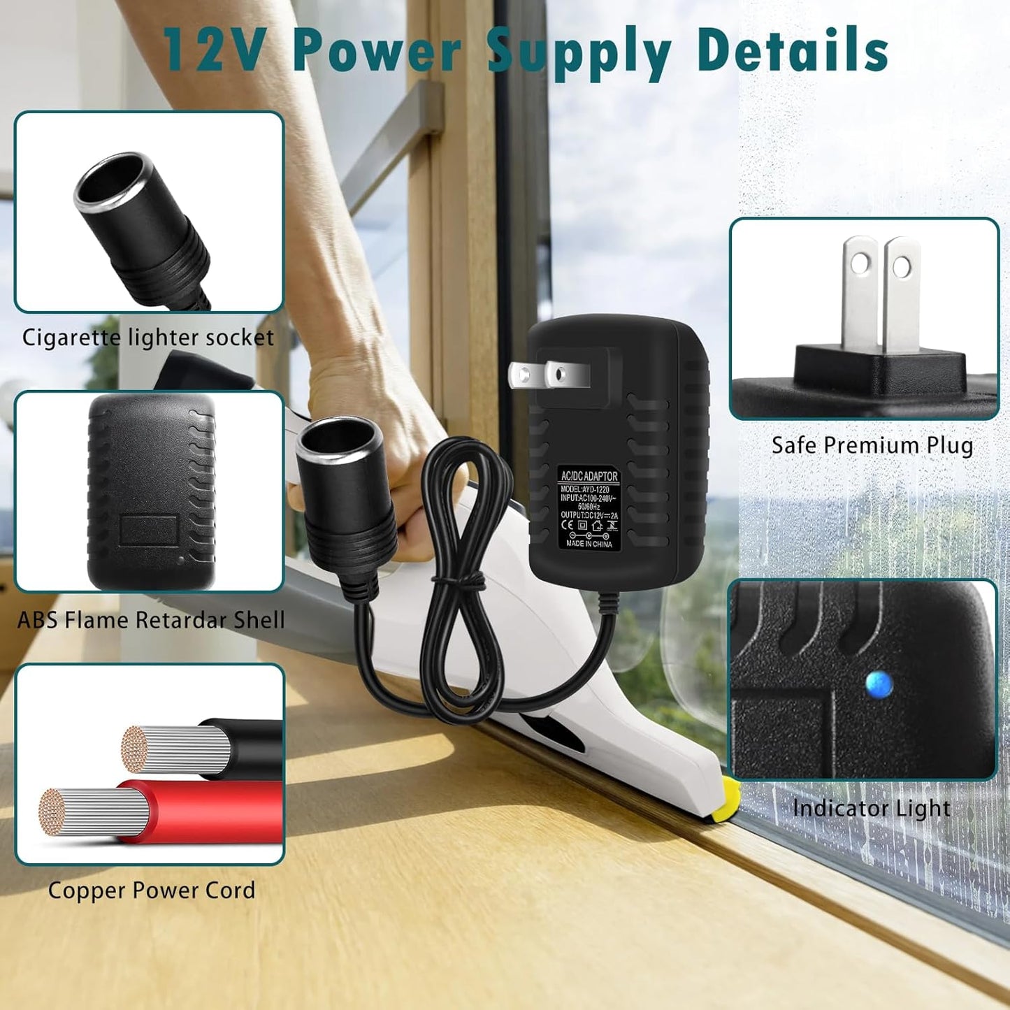 inShareplus 12V 2A 24W AC to DC Converter, 12 Volt Car Cigarette Lighter Adapter to Wall Outlet, 110V to 12V Power Supply for Car Devices, 2 Pack