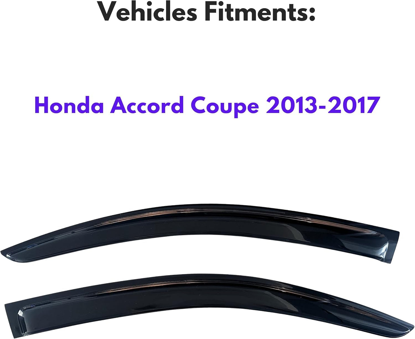 KPY Window Visor Compatible with Honda Accord Coupe 2013-2017, 2PC Rain Guard Side Window Vent Deflectors Tape-On Style, 2013 2014 2015 2016 2017