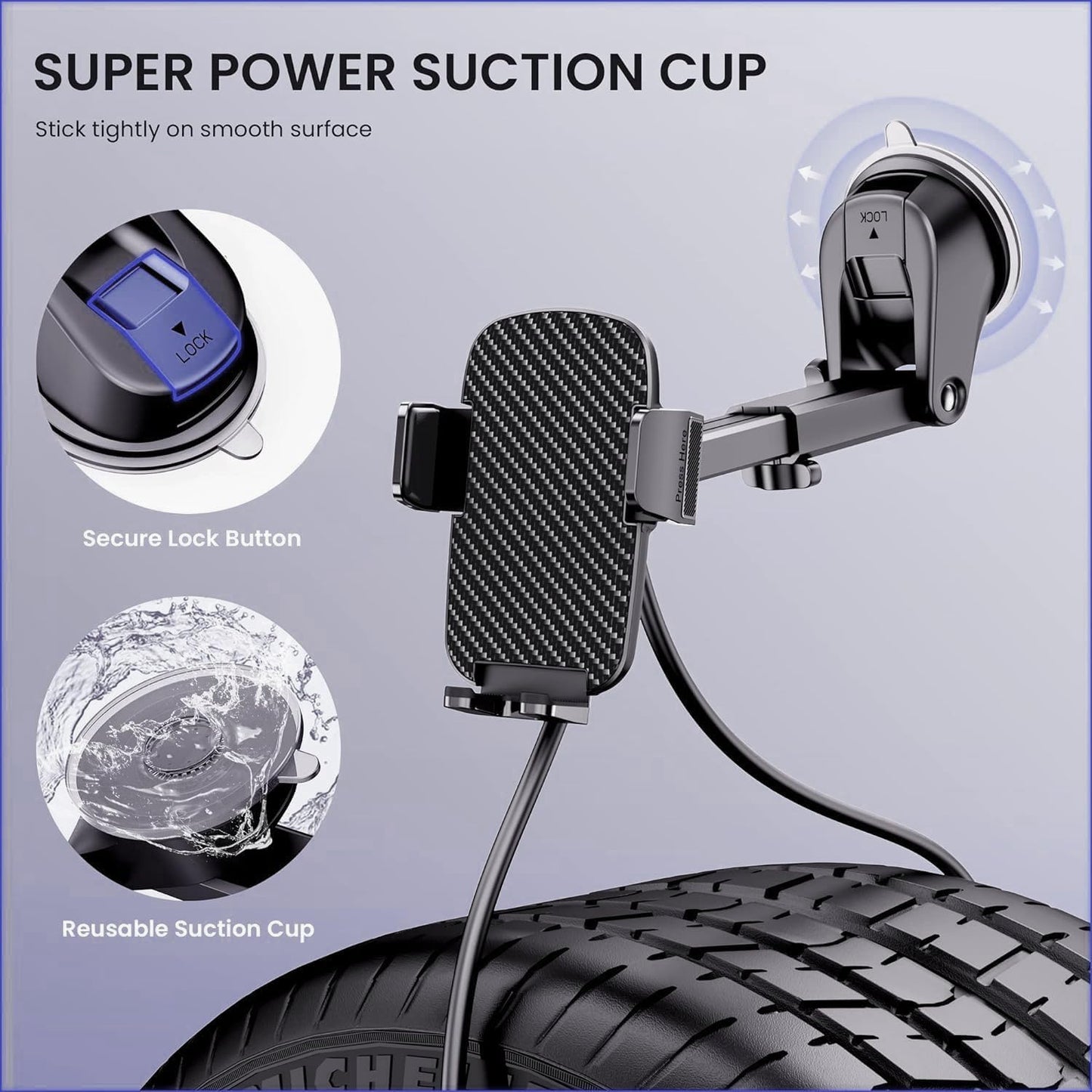 Qifutan Universal Car Phone Holder Automobile Cell Phone Holder Car Mount for iPhone Universal Car Dashboard Mount Fit All Phones