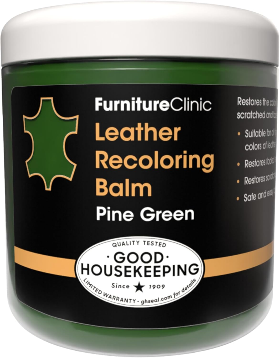 The Original Leather Recoloring Balm by Furniture Clinic - Pine Green Leather Dye for Furniture, Couches & Car Seats - Restore Scratched, Faded, & Damaged Surfaces