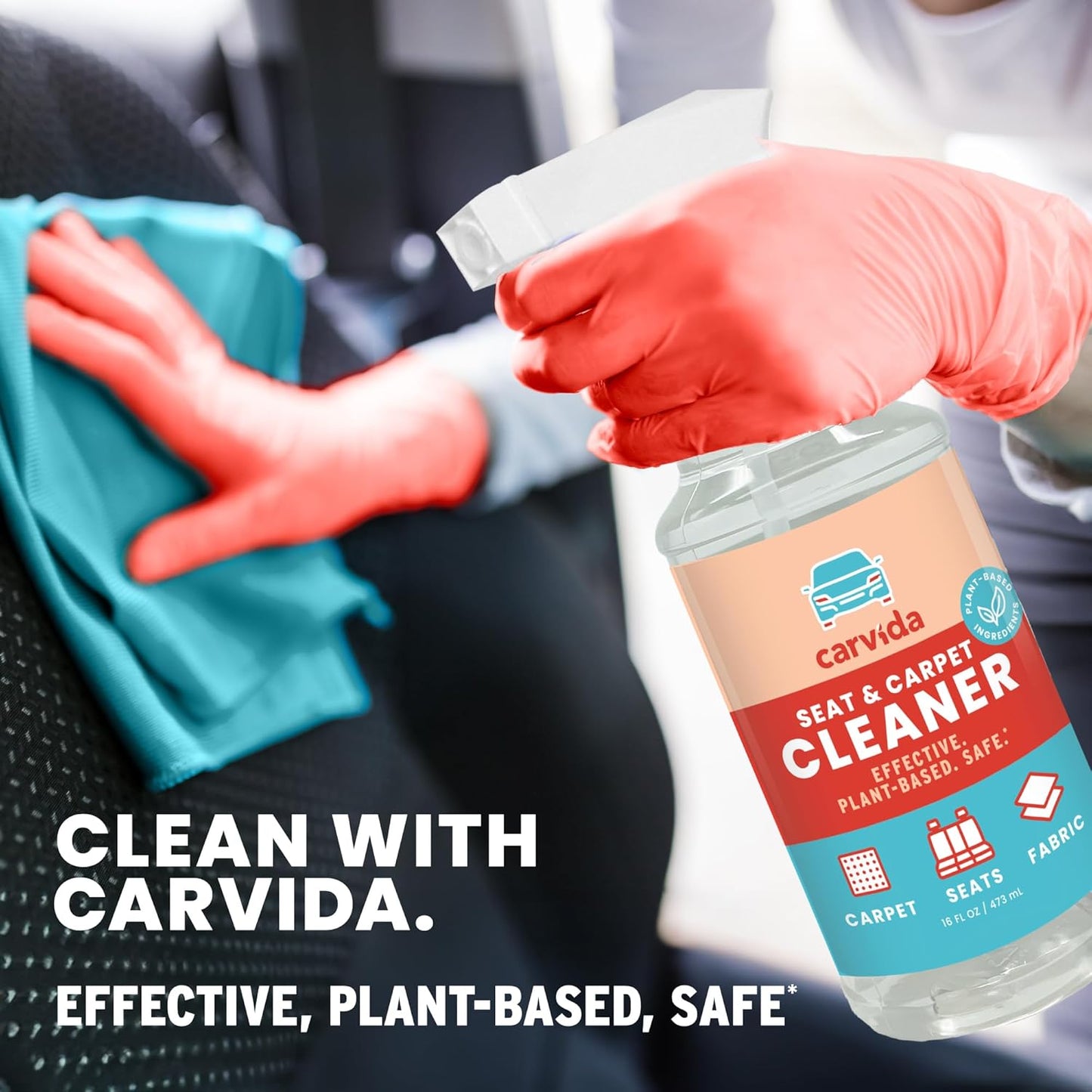 Seat & Carpet Instant Cleaner - Stain Remover Spray for Automotive Fabric Seats and Carpets, Grapefruit Scent, 16oz