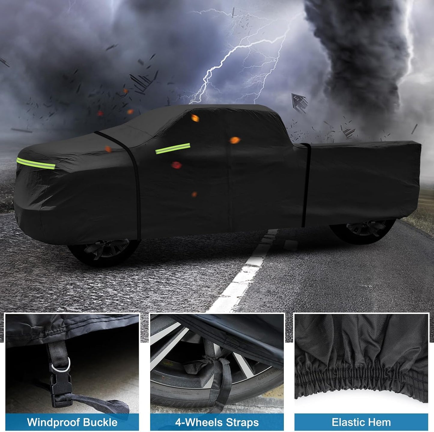 Truck Cover for Chevy Silverado Crew Cab Long Bed 8.3ft Heavy Duty Waterproof Car Covers with Zipper All Weather Full Pickup Cover Custom Fit 2000-2022 Chevy Silverado 2500 3500HD (UP to 266''L)