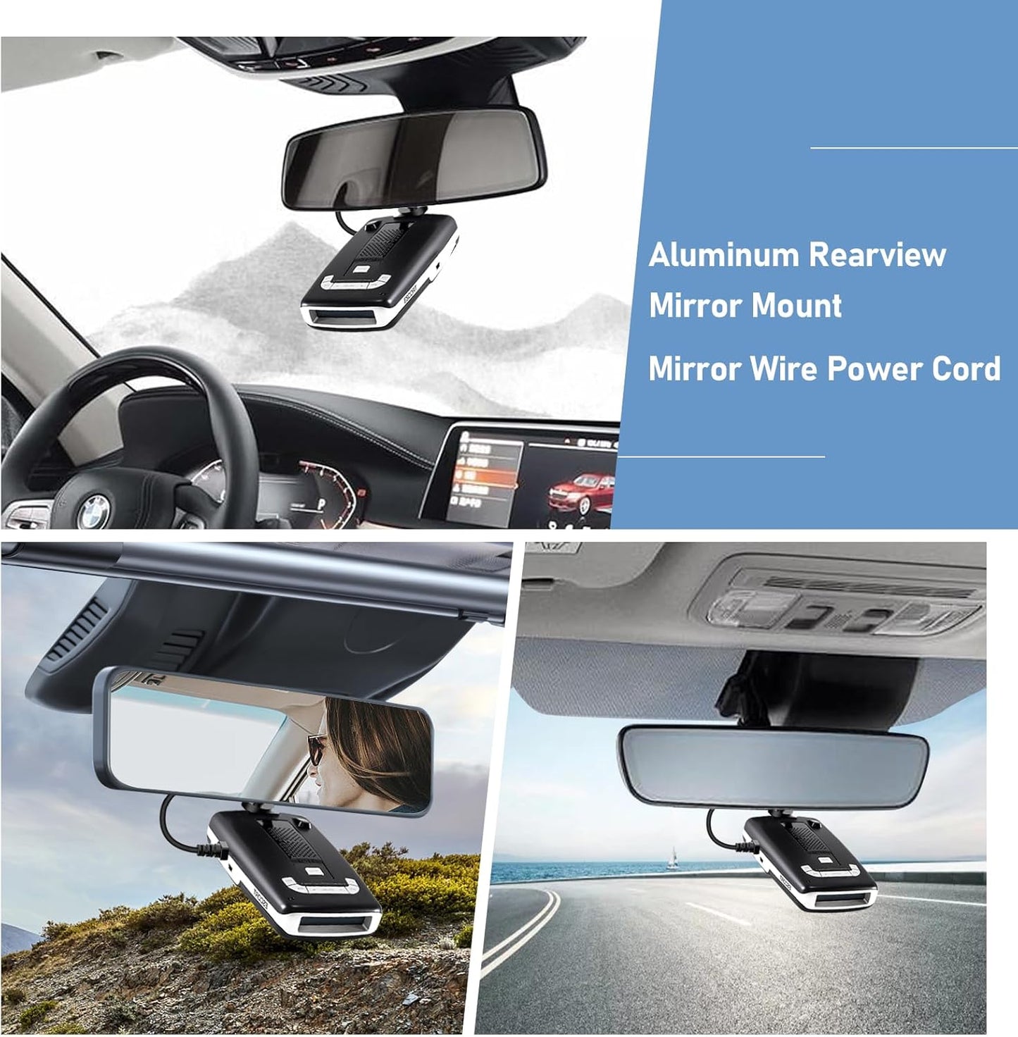 Radar Detector Mount,Rearview Mirror Rod Radar Mounting Bracket+Rearview Mirror Hard Wire Power Cord kit16,with Inline Fuse (for Escort Max / Max2/ MAX360 Radar)