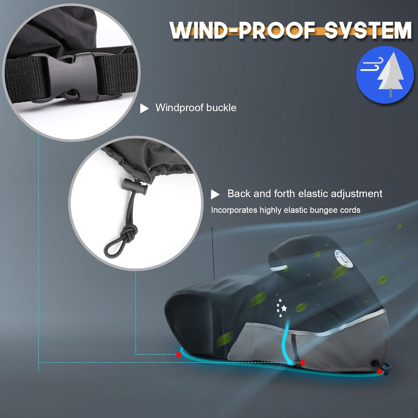 Motorcycle Cover 420D Heavy Duty All Season Universal Weather Waterproof Outdoor Protection 96" XXL Vehicle Cover/Black/Gray