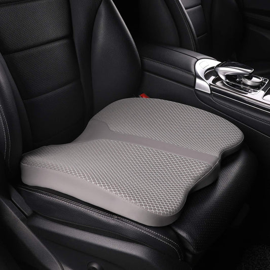 Car Seat Cushion - Comfort Memory Foam Seat Cushion for Car Seat Driver, Tailbone (Coccyx) Pain Relief, Car Seat Cushions for Driving (Gray)
