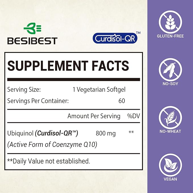 Liposomal Ubiquinol CoQ10 800 MG Softgel, High Absorption CoQ10 Ubiquinol Supplement, Active Coenzyme Q10 800mg, Powerful Antioxidant for Heart & Brain Function, Energy Production, 600 Vegan Softgels