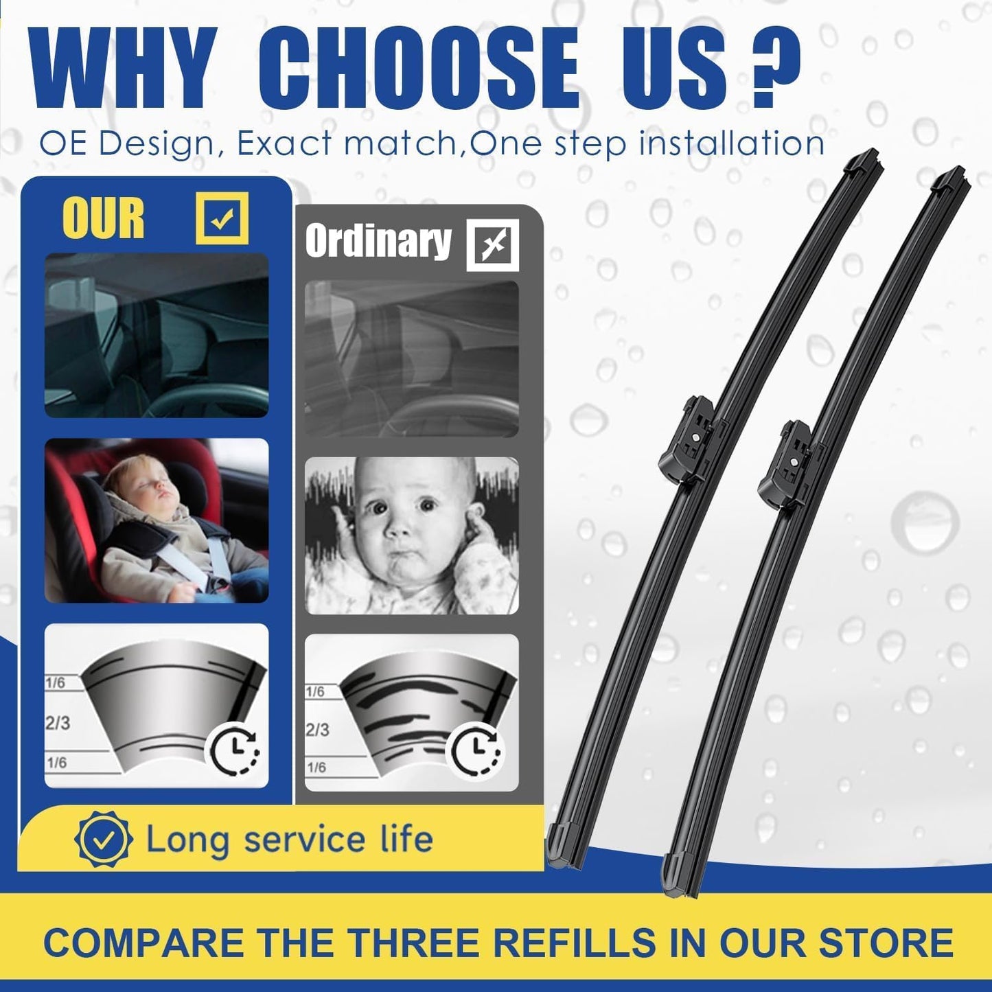 2 Wipers Factory Replacement For BMW X5 X7 2019-2024 BMW X6 2020-2024 Original Equipment Windshield Wiper Blades Set - 26"+20" Top Lock (Set of 2) Top Lock