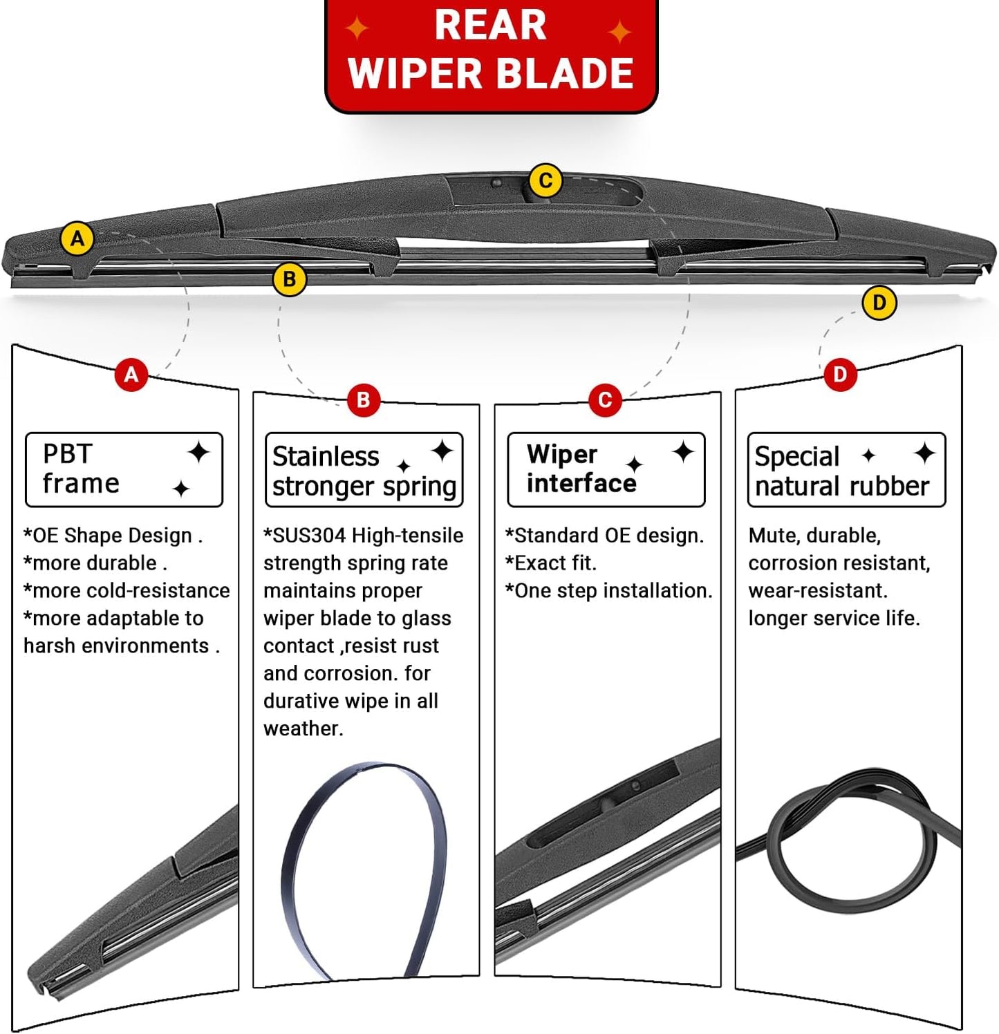 Windshield Wiper Blades Replacement for 2005-2015 Nissan Xterra / 2005-2012 Nissan Pathfinder Original Factory Quality Front Rear Wipers Blade Set for My Car - 24" 18" 12" (Pack of 3)