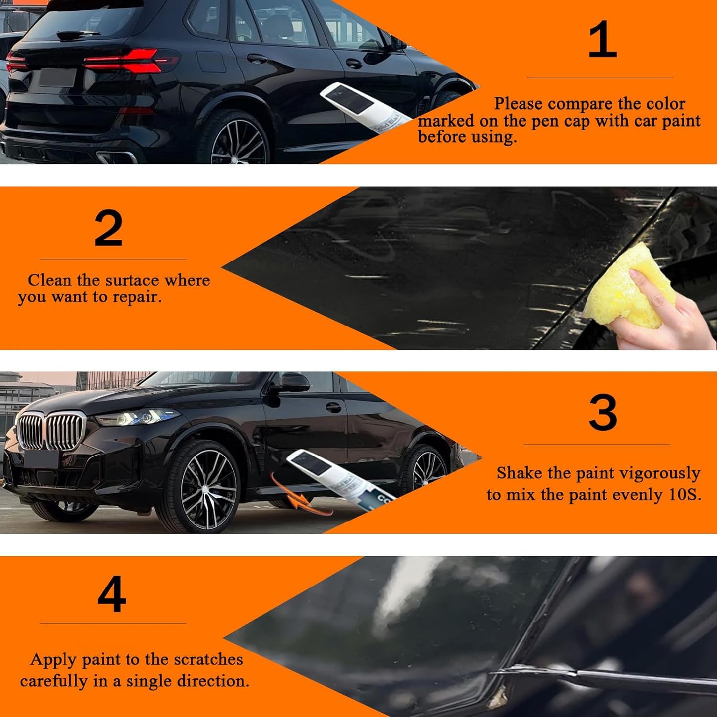 Alpine White(300) Touch Up Paint for BMW, Car Paint Pen Scratch Repair Two-In-One Touch Up Paint, Premium Car Scratch Remover for Deep Scratches