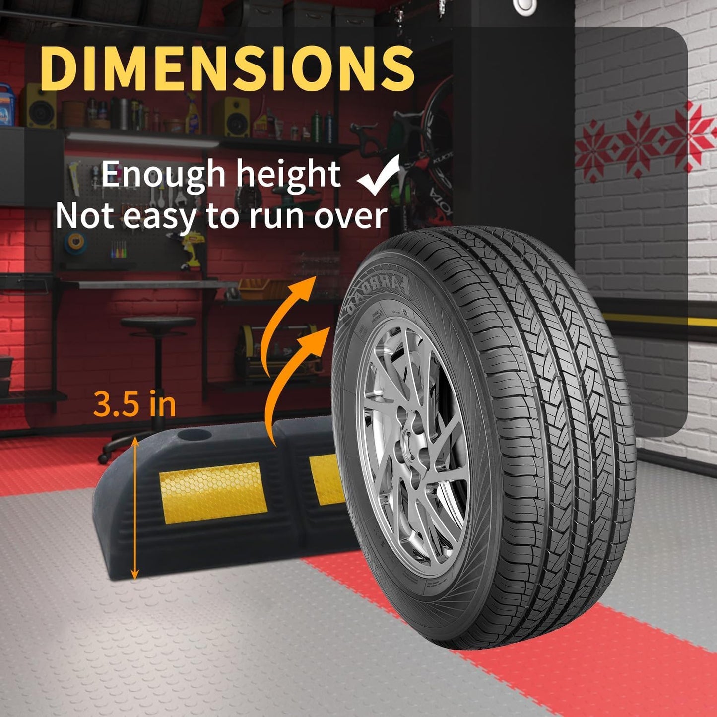 Parking Stopper for Garage Parking Aid 1 Pack Block, Car Truck Curb Floor Parking Lot Wheel Tire Stops Bumpers with Bolt Installation, Rubber Vehicles Aid Gadgets