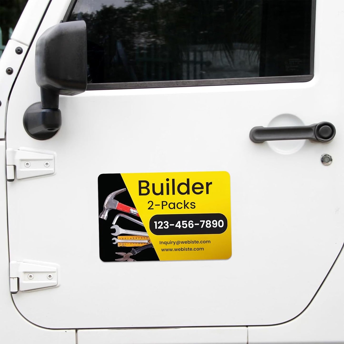 Custom Car Magnet Signs for Businesses (12"x18" Builder Rectangle) 2 pk - Personalized Car Magnets for Builder and Contractor, Advertising Vehicle Promotion - Advertising Magnets for Cars Door