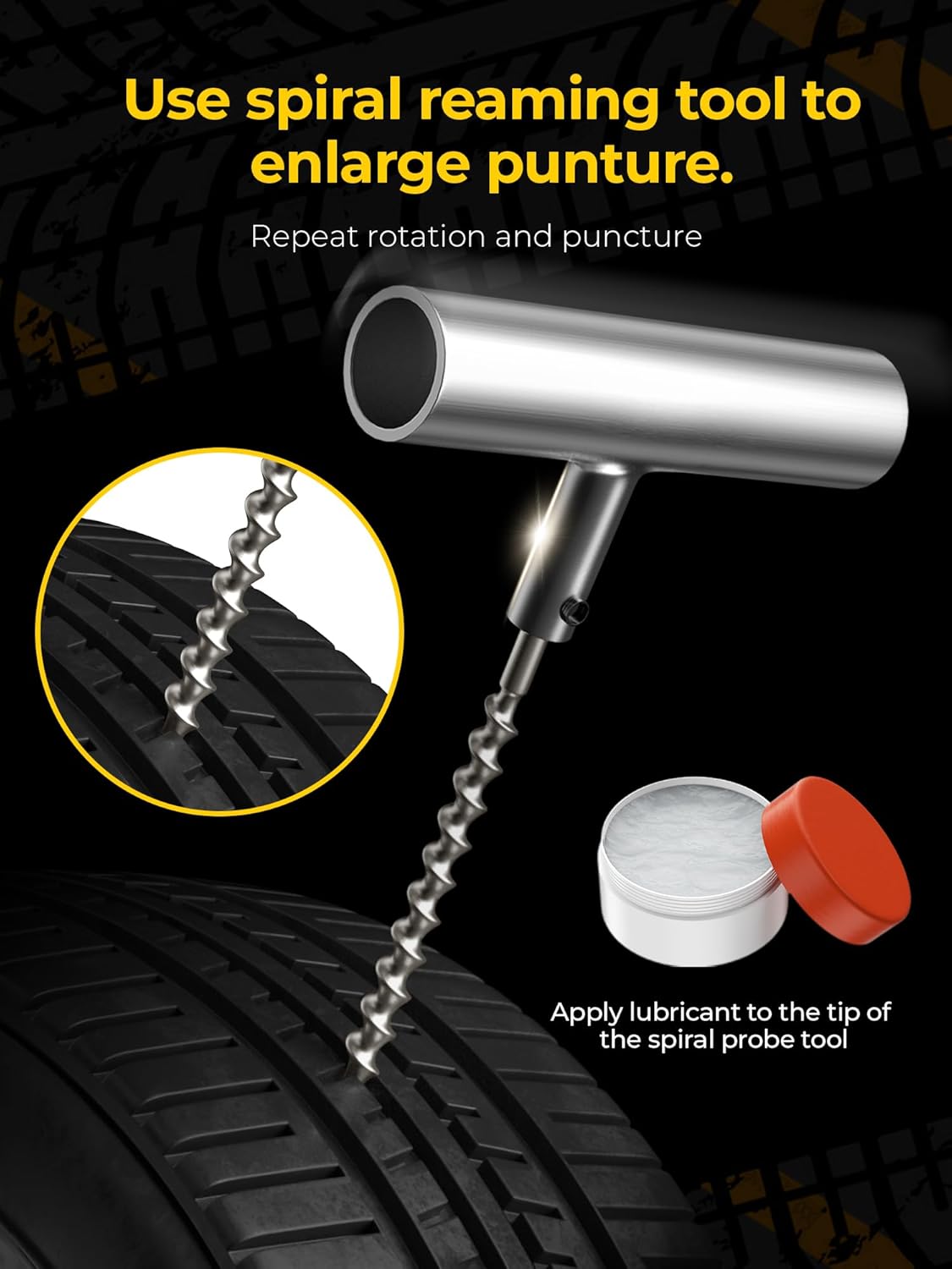 Tire Repair Kit with Plugs Fix Punctures & Plug Flats with Ease - Heavy Duty Flat Tire Puncture Repair Kit for Car, Motorcycle, ATV, UTV, RV, Trailer, Tractor, Jeep, Etc