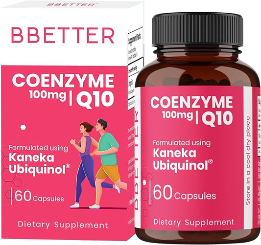 BBETTER Coenzyme Q10 – 100 mg with Kaneka Ubiquinol, Active Form of CoQ10 -Supports Cellular Health & Natural Energy Production- High-Absorption Formula - 60 Softgels