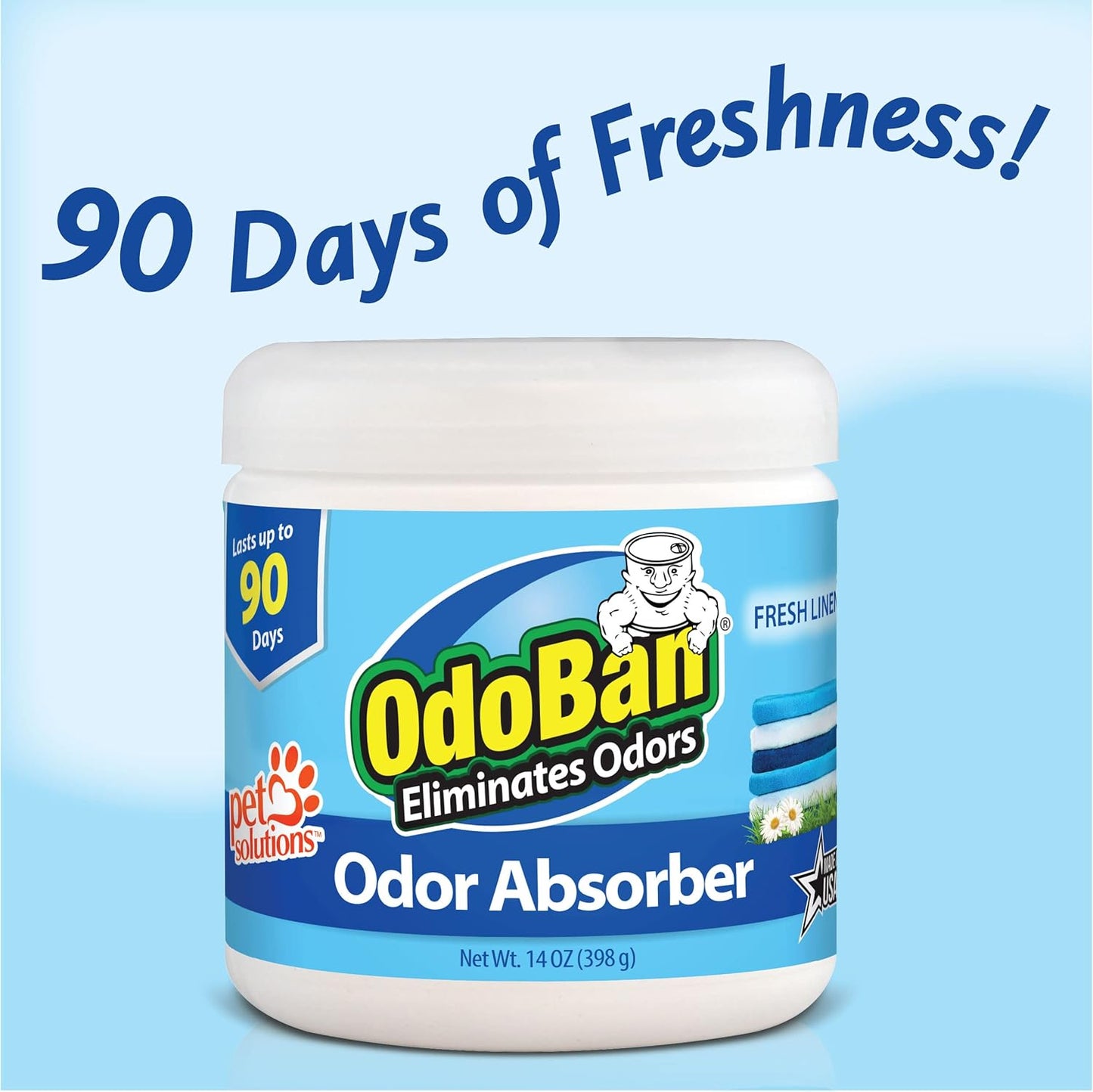 OdoBan Solid Odor Absorber Eliminator for Home and Small Spaces, Fresh Linen Scent, 14 Ounces Each, 9-Pack