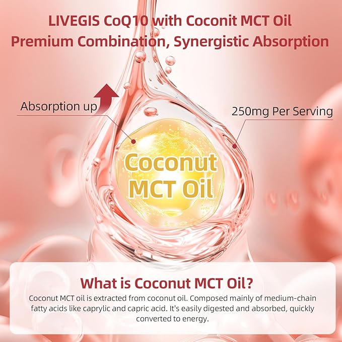 CoQ10 200mg Softgels, Ultra CoQ10 Ubiquinone 200mg with Coconut MCT Oil, 5X Superior Absorption, Coenzyme Q10 Ubiquinol and Supplements - 90 Counts * 3 Packs